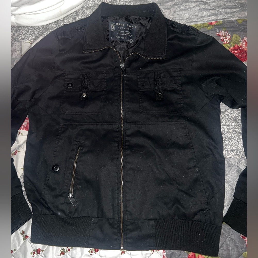 Vintage Marc Ecko Cut & Sew Bomber Jacket Men Military Style Deadly Thread 1972